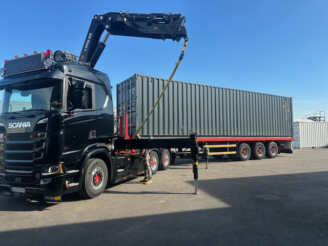 Transport d'un container 40 pieds HC par camion Scania pour PB APPRO-DIFFUSION à Beaune
